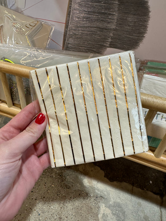 Napkin cream with gold foil