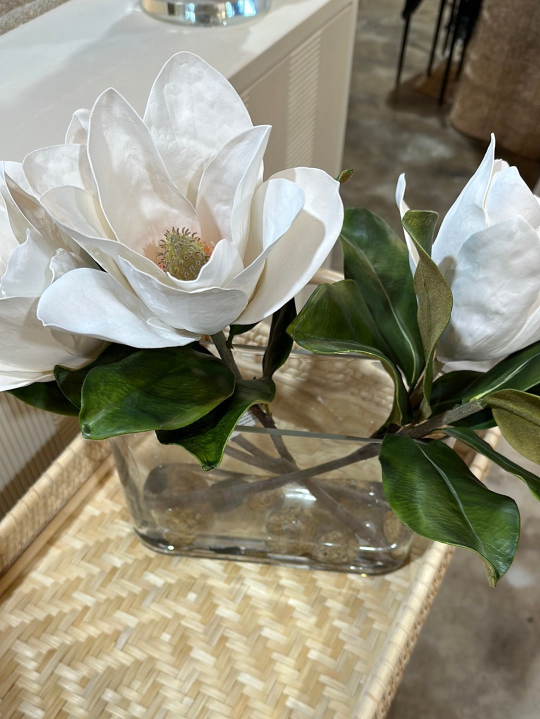 Faux magnolia silk arrangement