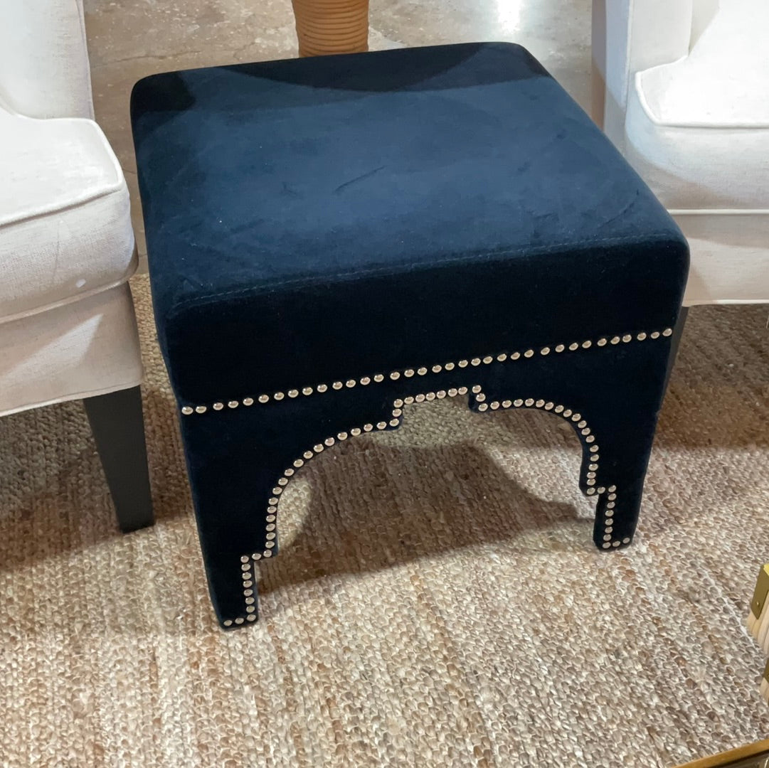 Velvet Stool w/Nailhead Detail