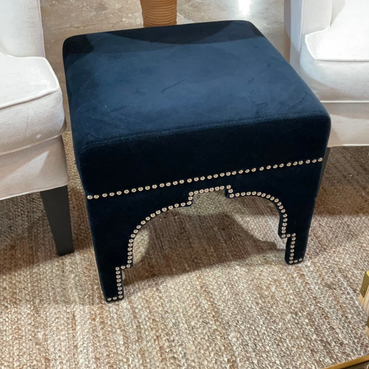 Velvet Stool w/Nailhead Detail