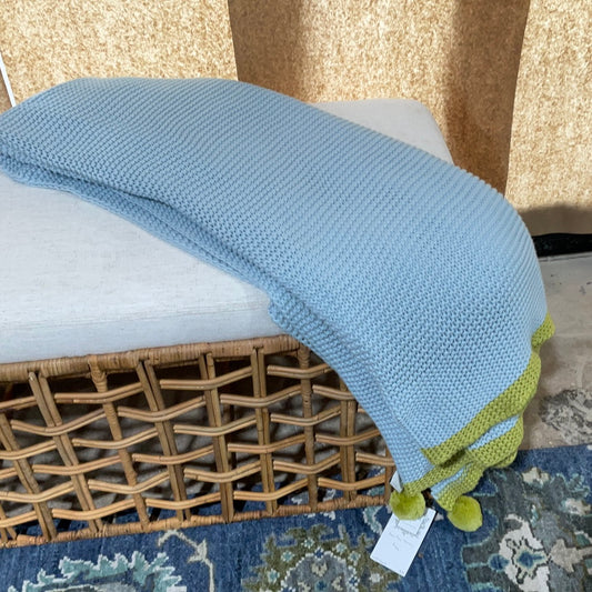 Lt. Blue Pom Pom Throw