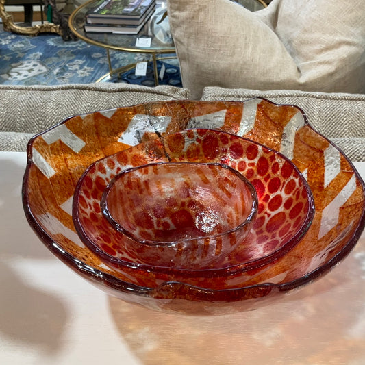 Fused Glass Wall Bowls Set of 3